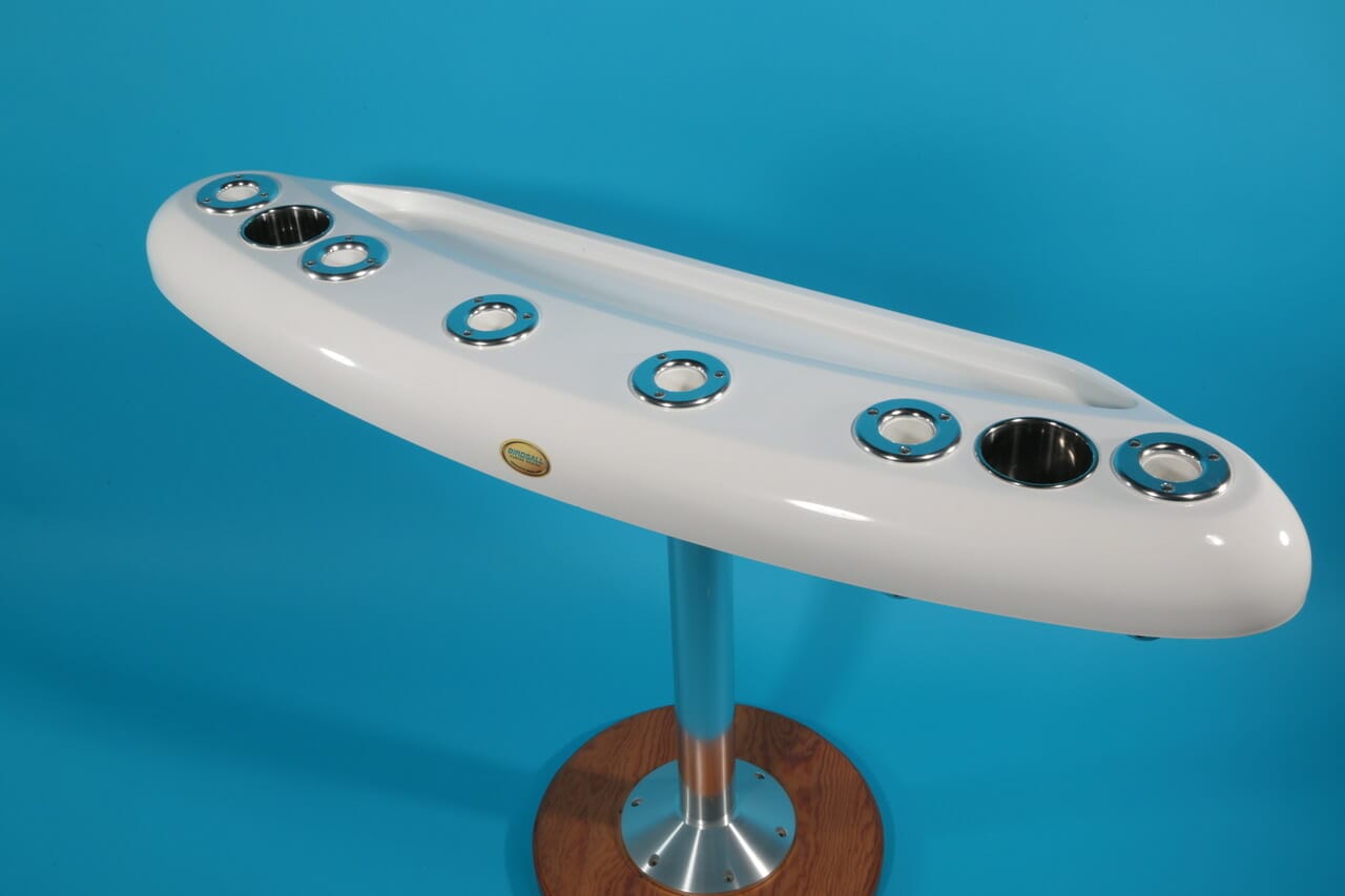 48 Pedestal Rocket Launcher with a recessed tray by Birdsall Marine Design